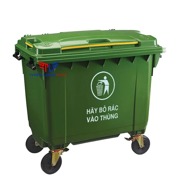 Thùng rác nhựa 660L HDPE 4 bánh xe - Thiên Long Plastic - Công Ty TNHH Sản Xuất Công Nghiệp Và Thương Mại Thiên Long